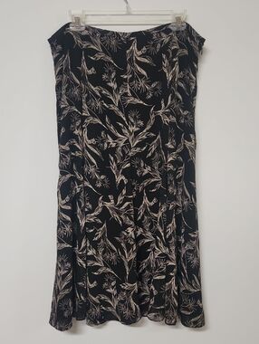 Evan Picone Black Skirt with Cream Botanical Print